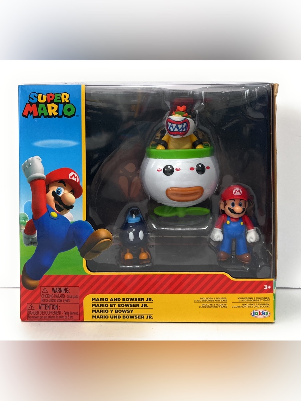 Jakks Pacific Super Mario Bowser Jr Clown Car Bob-omb Nintendo Figures, New